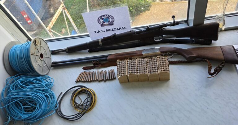 Αυτά είναι τα όπλα που βρέθηκαν σε ποιμνιοστάσιο στα Βορίζια – Πολεμικό τουφέκι και εκατοντάδες φυσίγγια μεταξύ των ευρημάτων